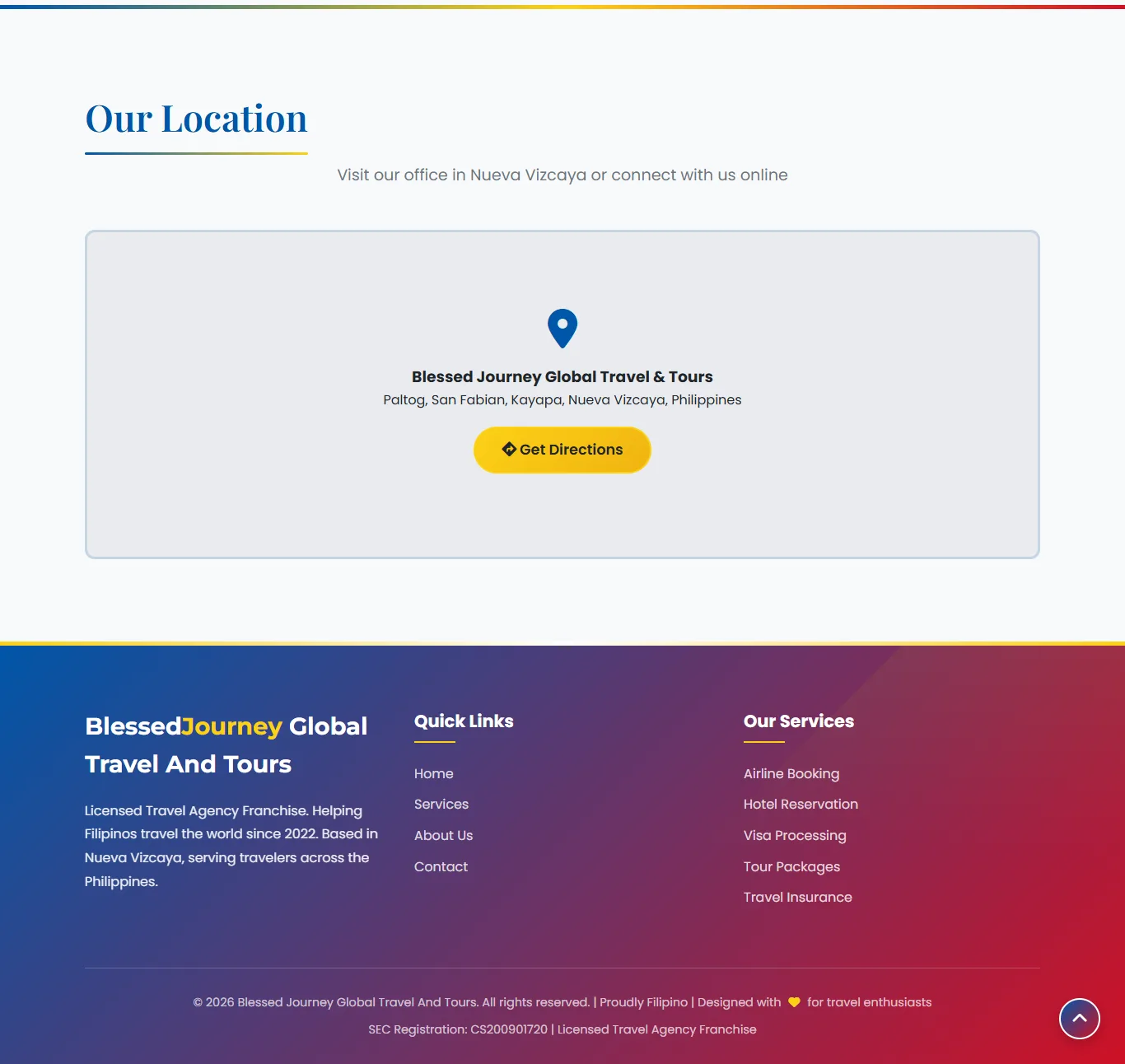 Blessed Journey office location and directions section