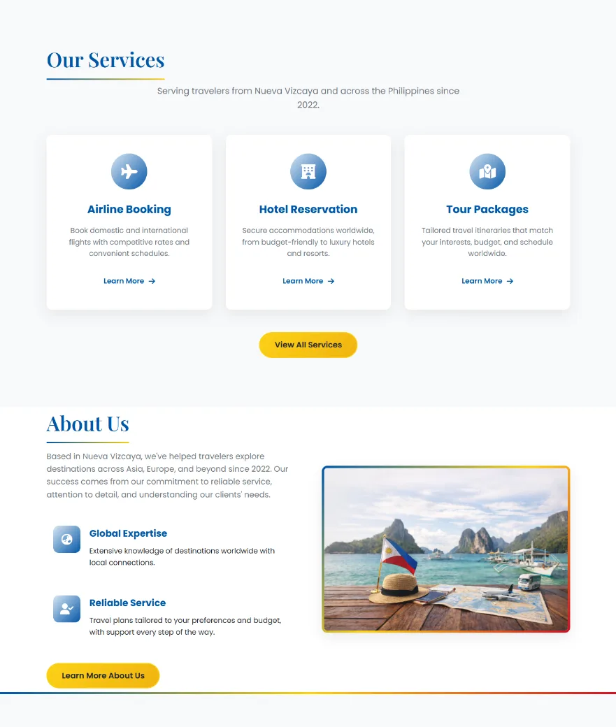 Blessed Journey travel services and trust-building content