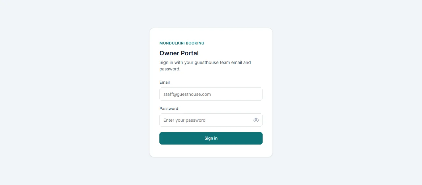 Mondulkiri guesthouse owner portal login