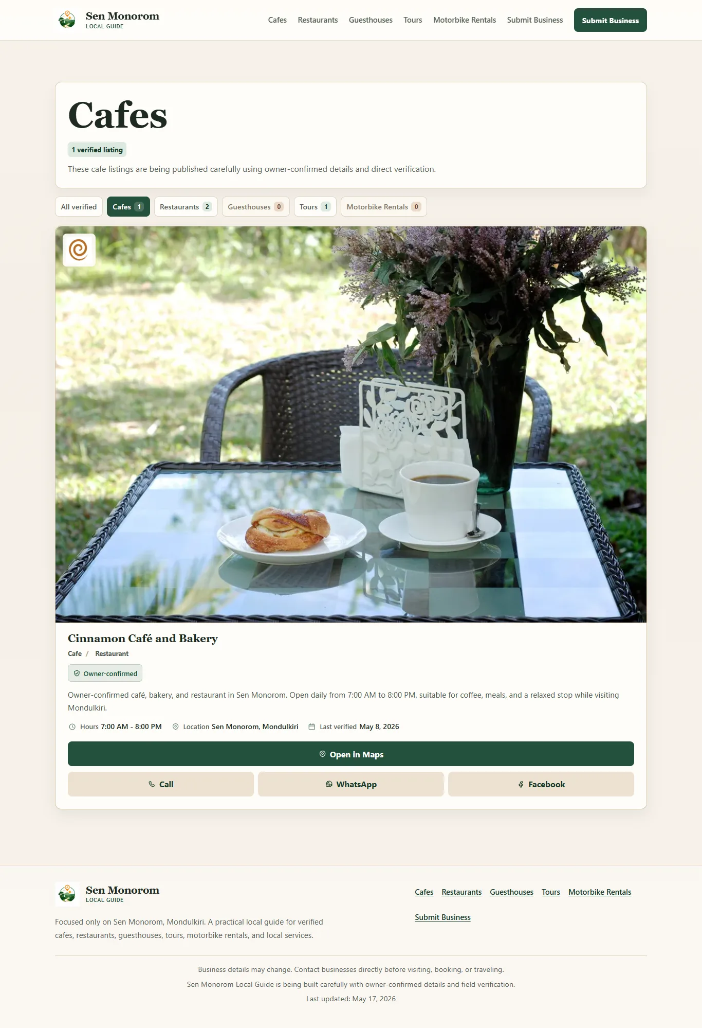 Sen Monorom Local Guide verified café listing